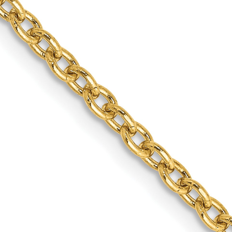 14K 16 inch 2.4mm Round Open Link Cable with Lobster Clasp Chain