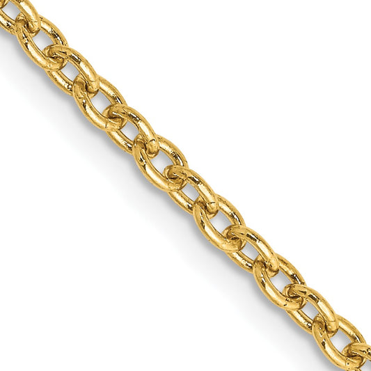14K 24 inch 2.4mm Round Open Link Cable with Lobster Clasp Chain