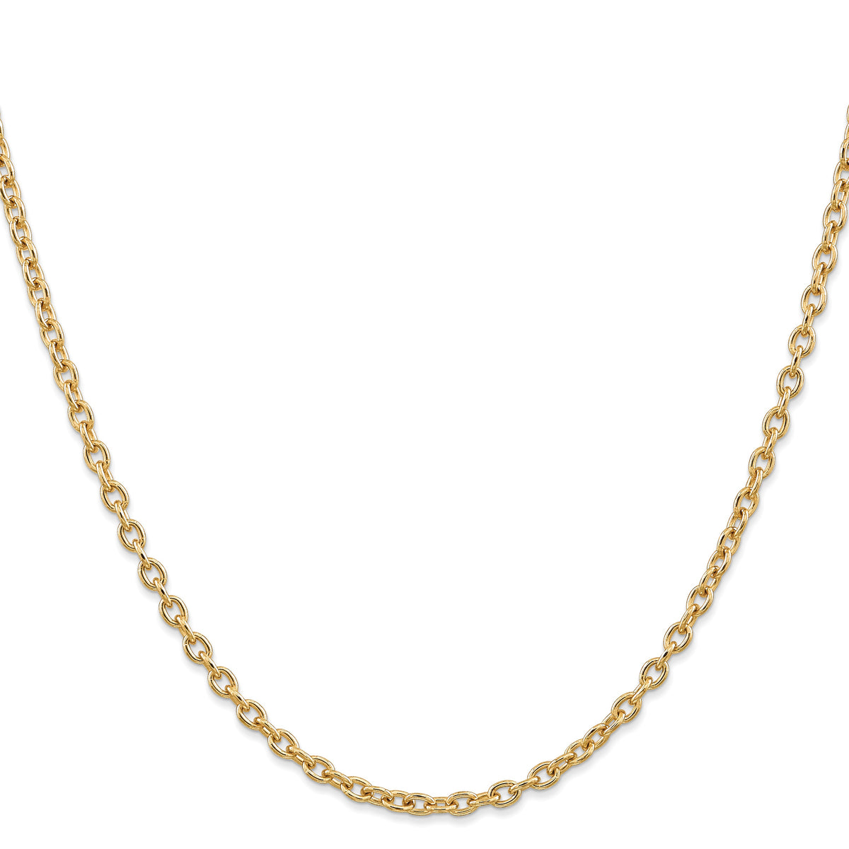 14K 22 inch 3.2mm Round Open Link Cable with Lobster Clasp Chain