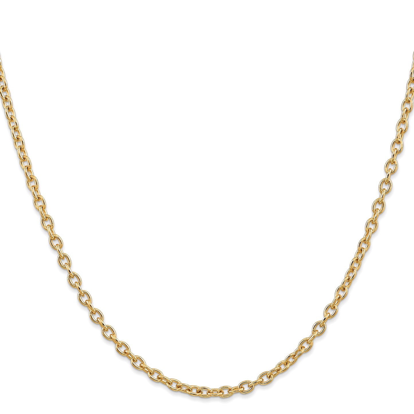 14K 20 inch 3.2mm Round Open Link Cable with Lobster Clasp Chain