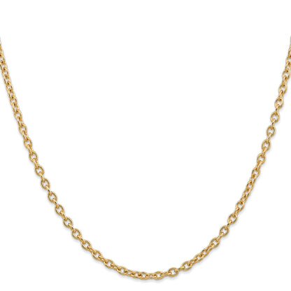 14K 20 inch 3.2mm Round Open Link Cable with Lobster Clasp Chain