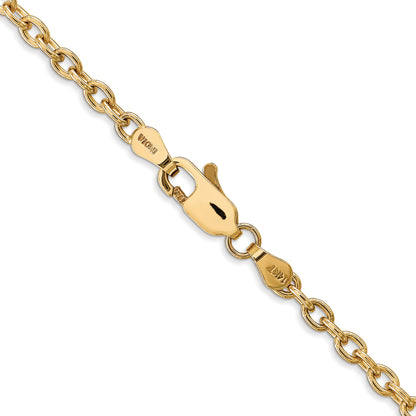 14K 22 inch 3.2mm Round Open Link Cable with Lobster Clasp Chain