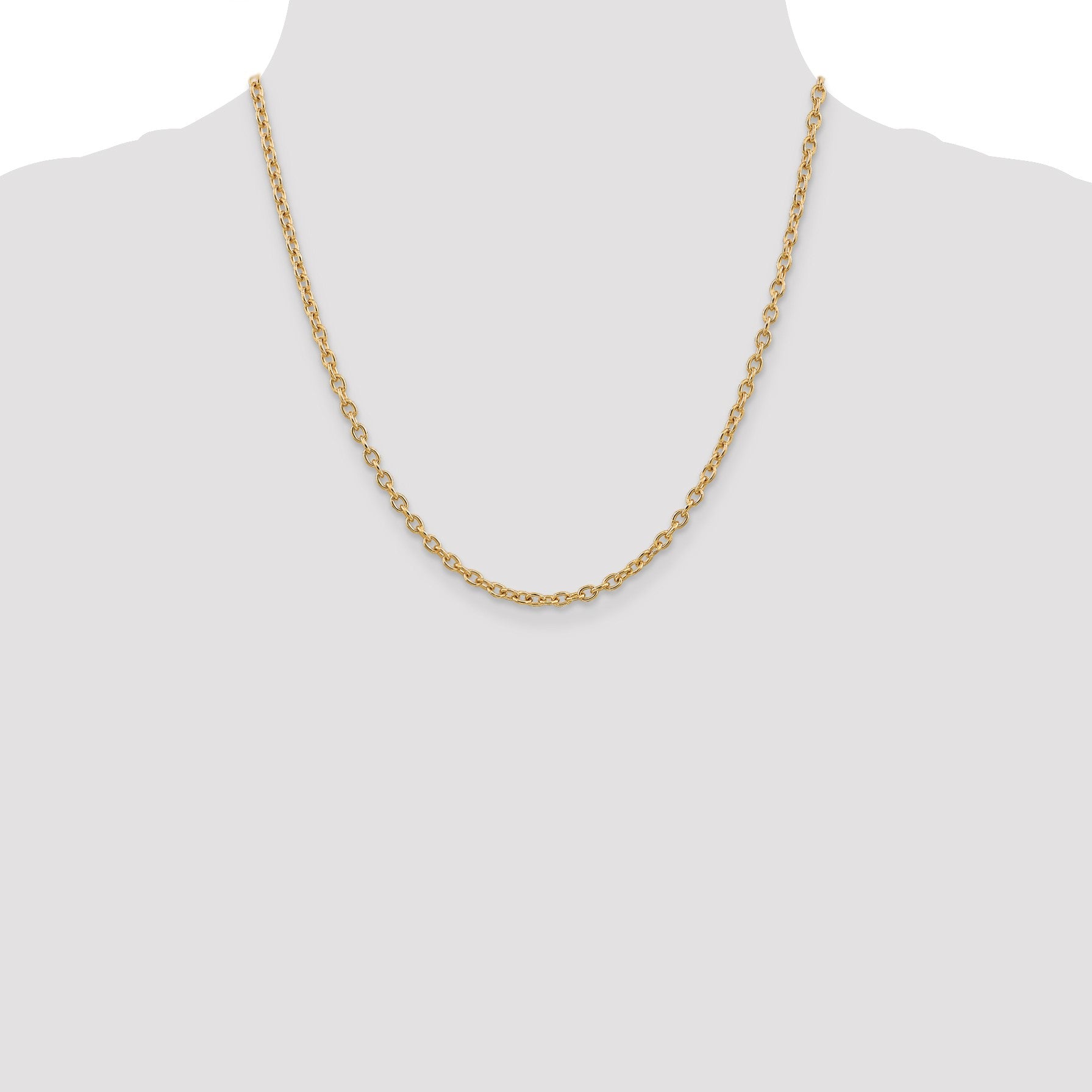 14K 20 inch 3.2mm Round Open Link Cable with Lobster Clasp Chain