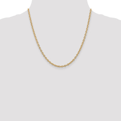 14K 20 inch 3.2mm Round Open Link Cable with Lobster Clasp Chain