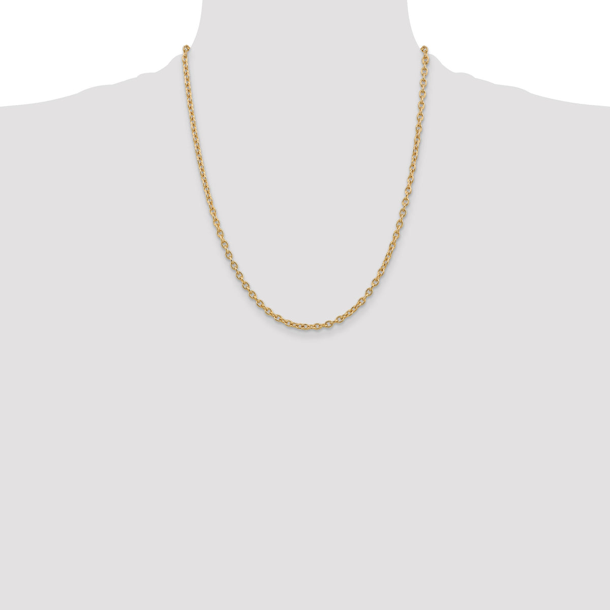 14K 22 inch 3.2mm Round Open Link Cable with Lobster Clasp Chain