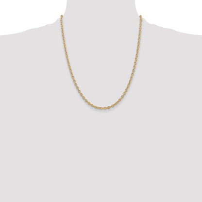 14K 22 inch 3.2mm Round Open Link Cable with Lobster Clasp Chain