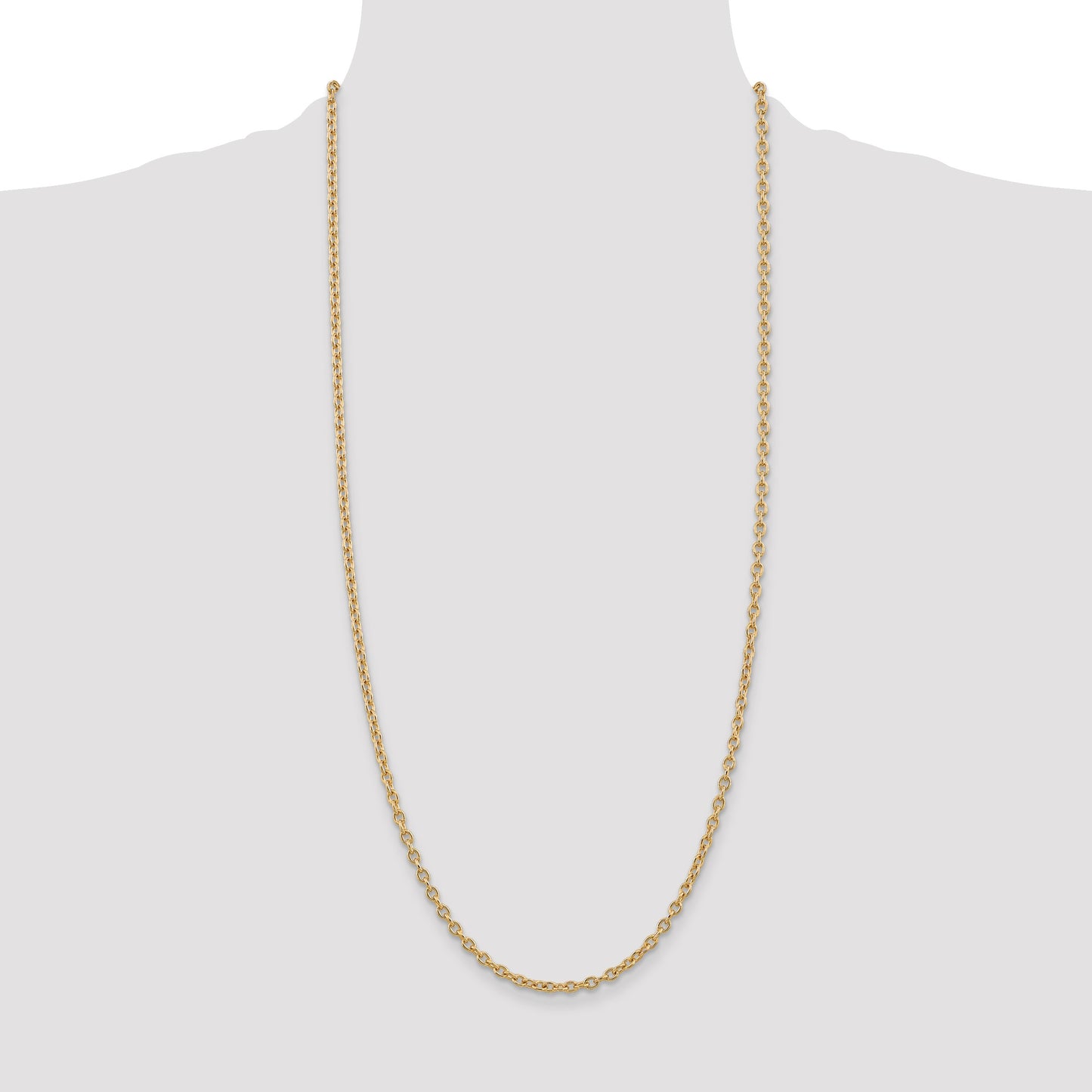14K 30 inch 3.2mm Round Open Link Cable with Lobster Clasp Chain