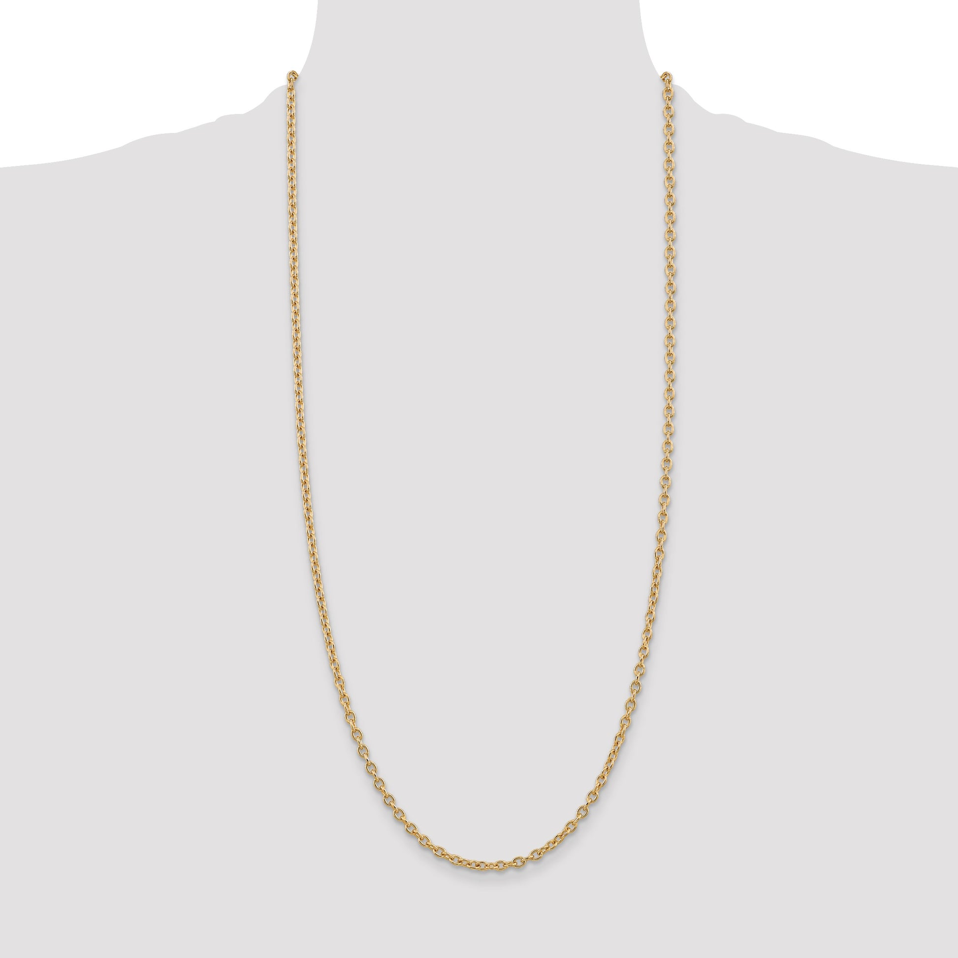 14K 30 inch 3.2mm Round Open Link Cable with Lobster Clasp Chain