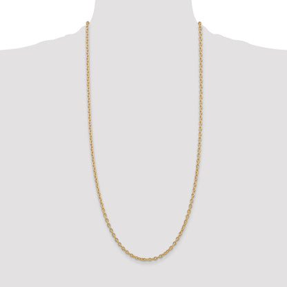 14K 30 inch 3.2mm Round Open Link Cable with Lobster Clasp Chain