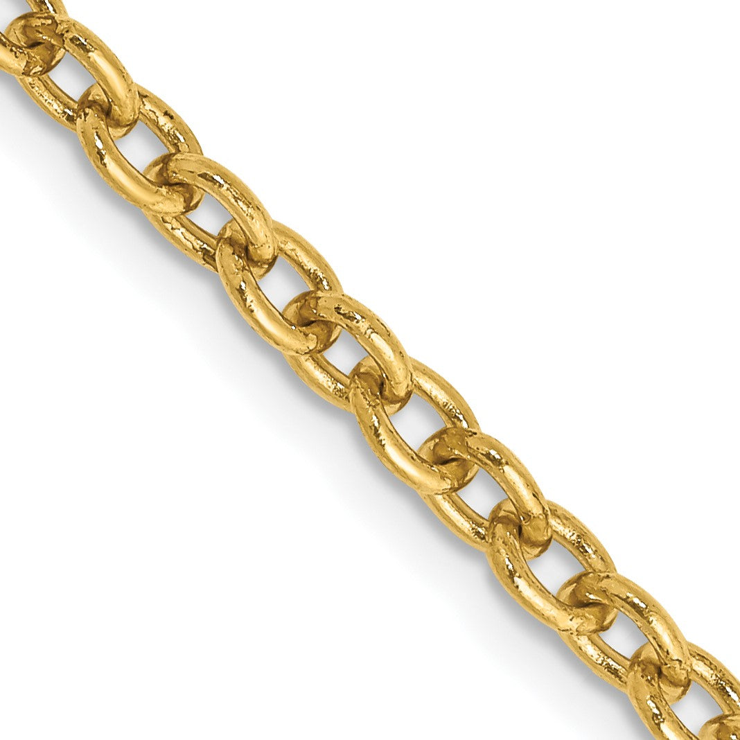 14K 22 inch 3.2mm Round Open Link Cable with Lobster Clasp Chain