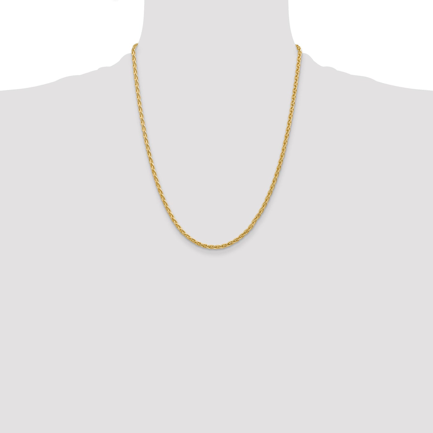 14k 22 inch 3mm Parisian Wheat with Lobster Clasp Chain