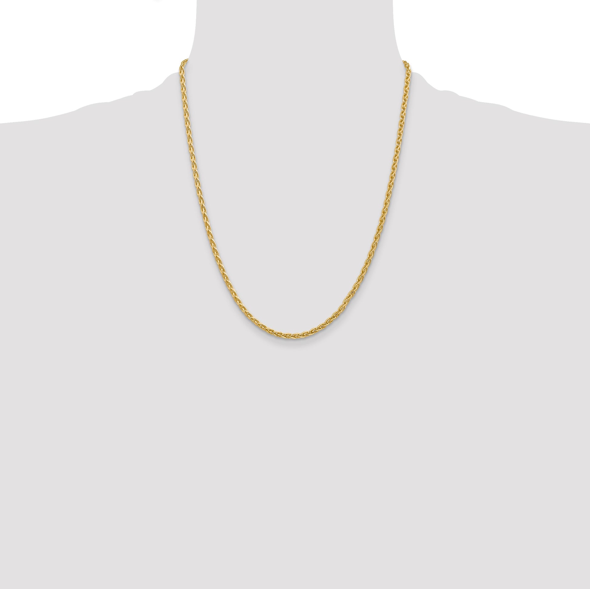 14k 22 inch 3mm Parisian Wheat with Lobster Clasp Chain