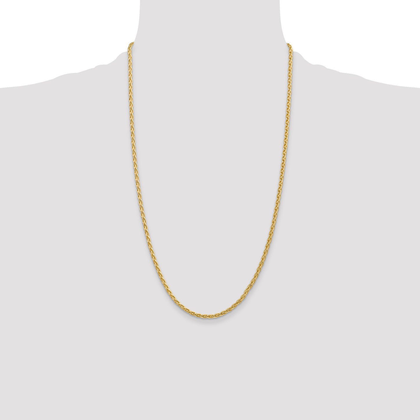 14k 26 inch 3mm Parisian Wheat with Lobster Clasp Chain