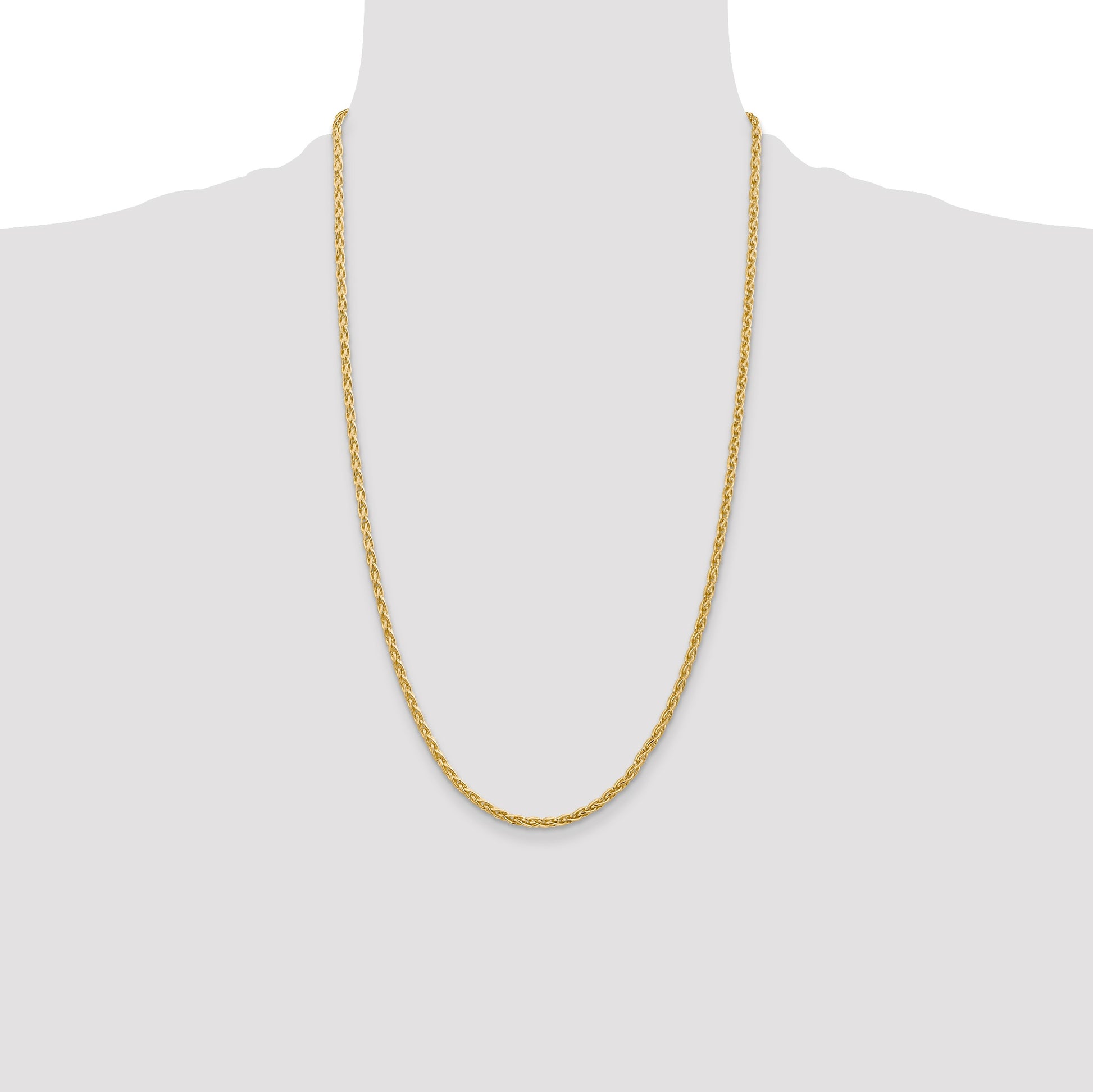 14k 26 inch 3mm Parisian Wheat with Lobster Clasp Chain