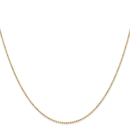 14K 18 inch 1.2mm Diamond-cut Beaded with Lobter Clasp Pendant Chain