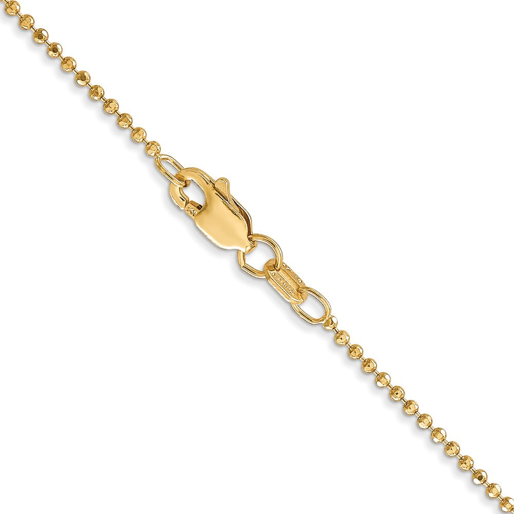 14K 20 inch 1.2mm Diamond-cut Beaded with Lobter Clasp Pendant Chain