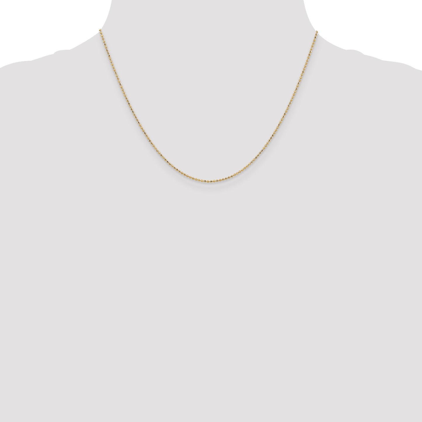 14K 18 inch 1.2mm Diamond-cut Beaded with Lobter Clasp Pendant Chain