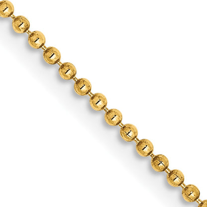 14K 18 inch 1.2mm Diamond-cut Beaded with Lobter Clasp Pendant Chain