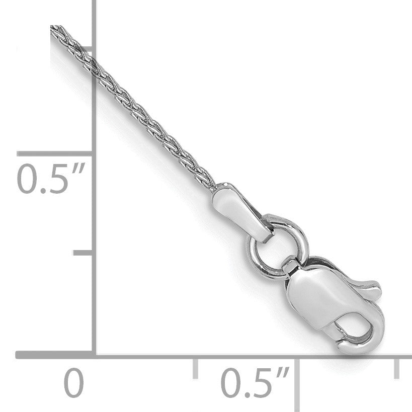14K White Gold 10 inch 1mm Parisian Wheat with Lobster Clasp Anklet