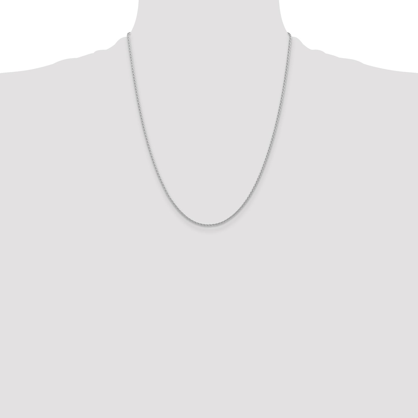 14K White Gold 22 inch 1.5mm Parisian Wheat with Lobster Clasp Chain