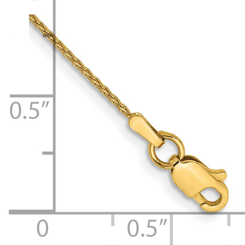 14k 10 inch 1mm Parisian Wheat with Lobster Clasp Anklet