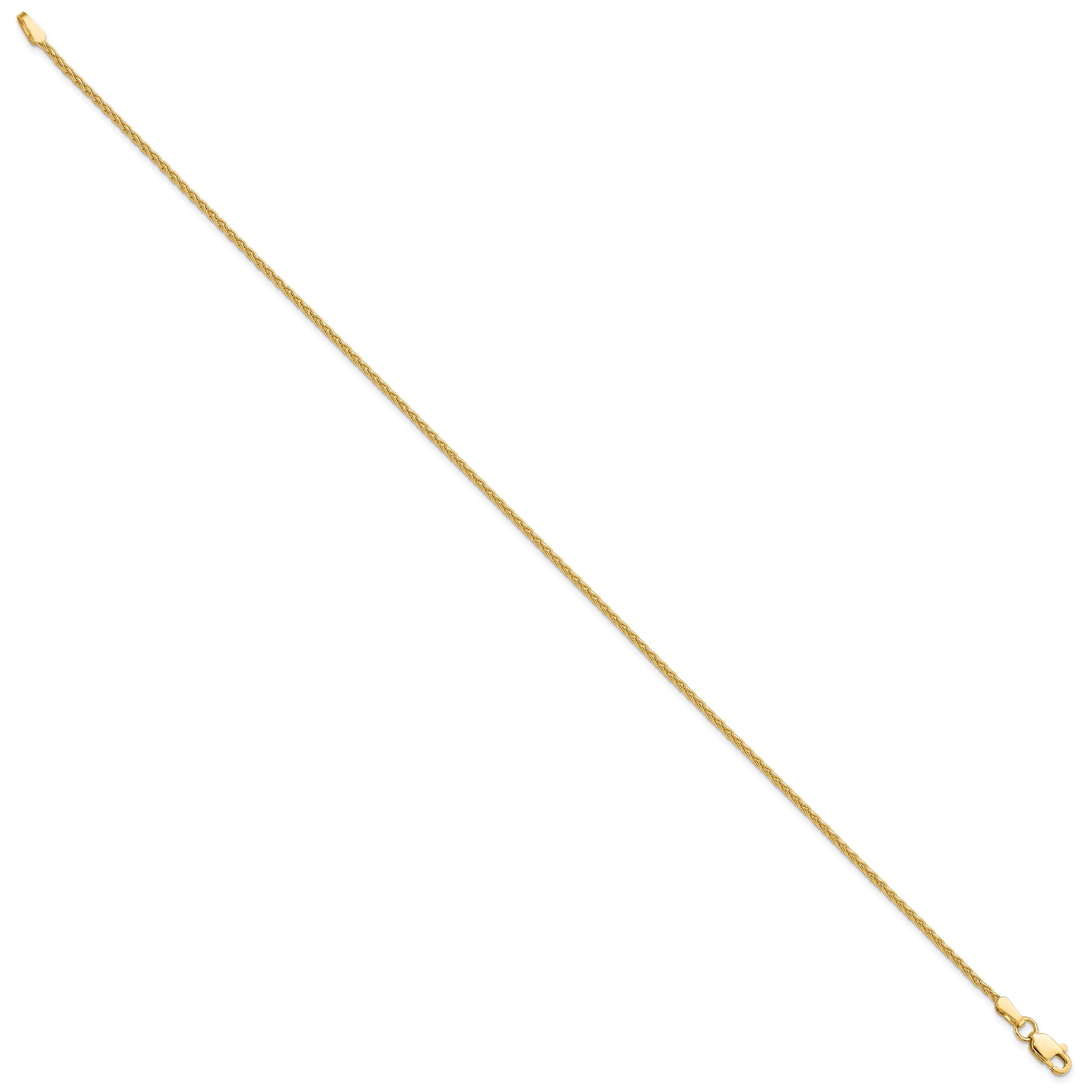 14k 9 inch 1.5mm Parisian Wheat with Lobster Clasp Anklet