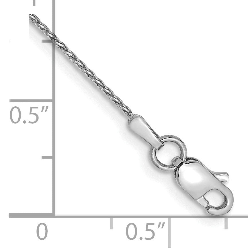 14K White Gold 10 inch .8mm Diamond-cut Parisian Wheat with Lobster Clasp Anklet
