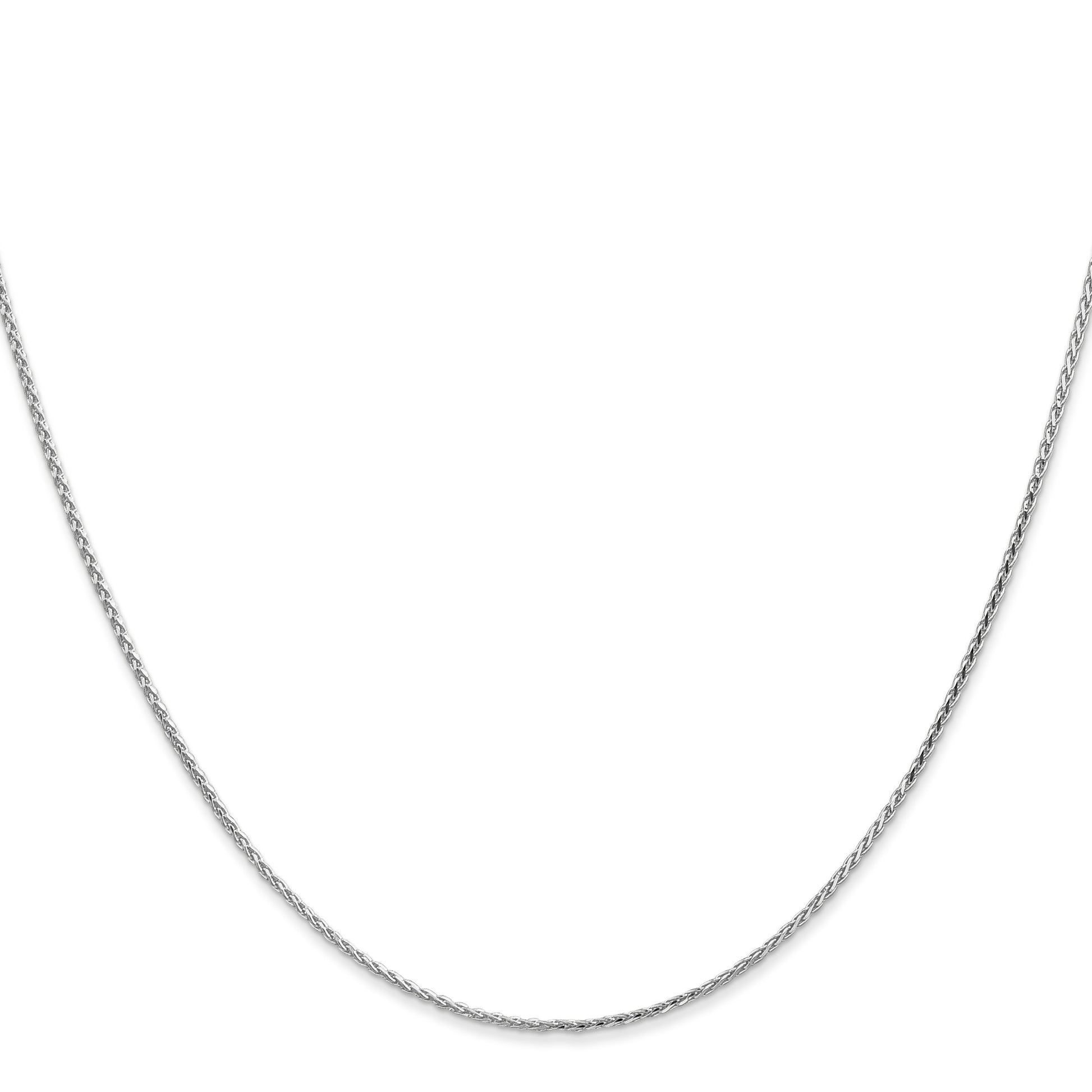 14K White Gold 22 inch 1mm Diamond-cut Parisian Wheat with Lobster Clasp Chain