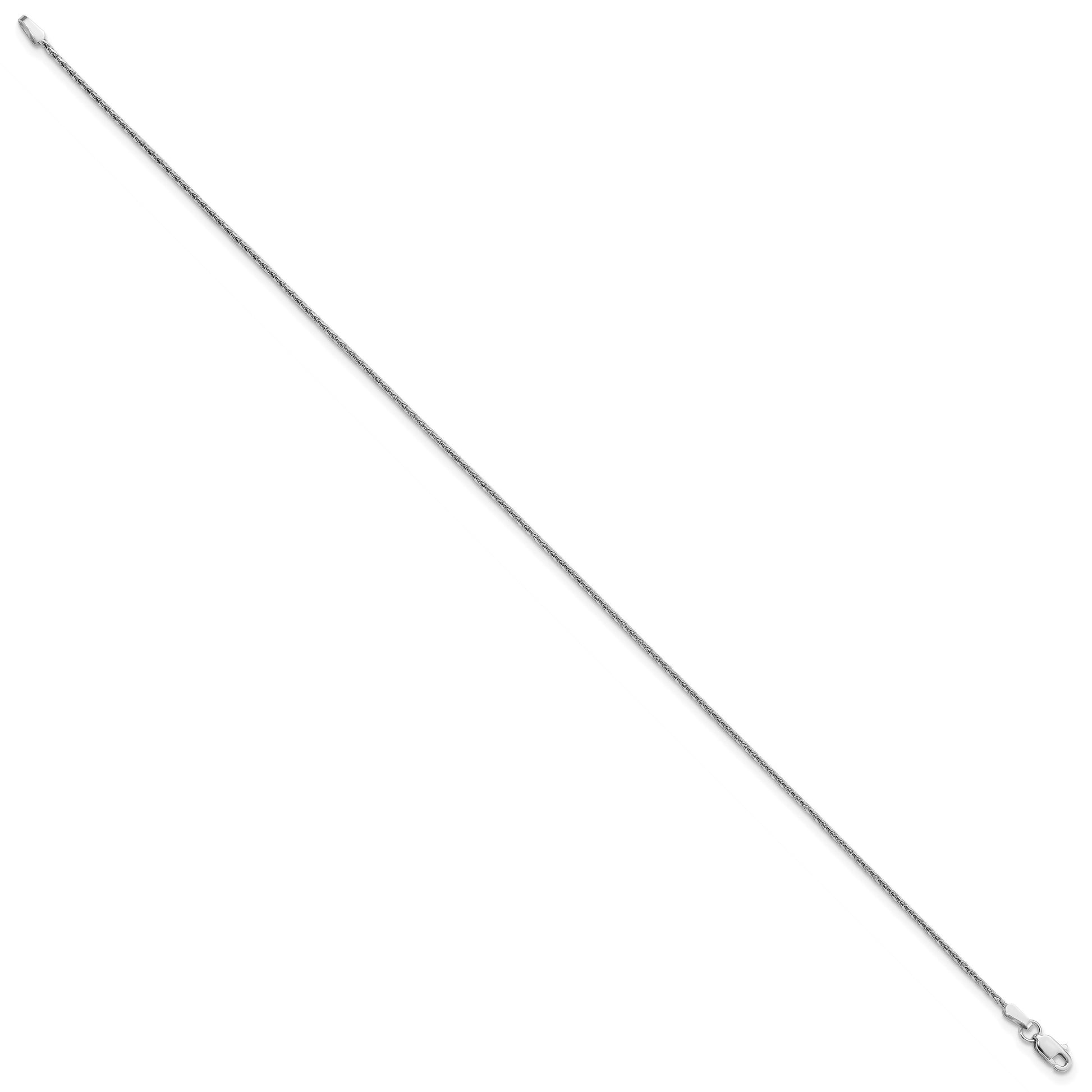 14K White Gold 10 inch 1.5mm Diamond-cut Parisian Wheat with Lobster Clasp Anklet