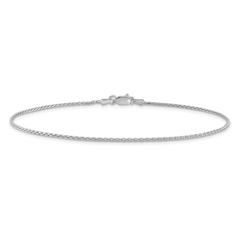 14K White Gold 10 inch 1.5mm Diamond-cut Parisian Wheat with Lobster Clasp Anklet