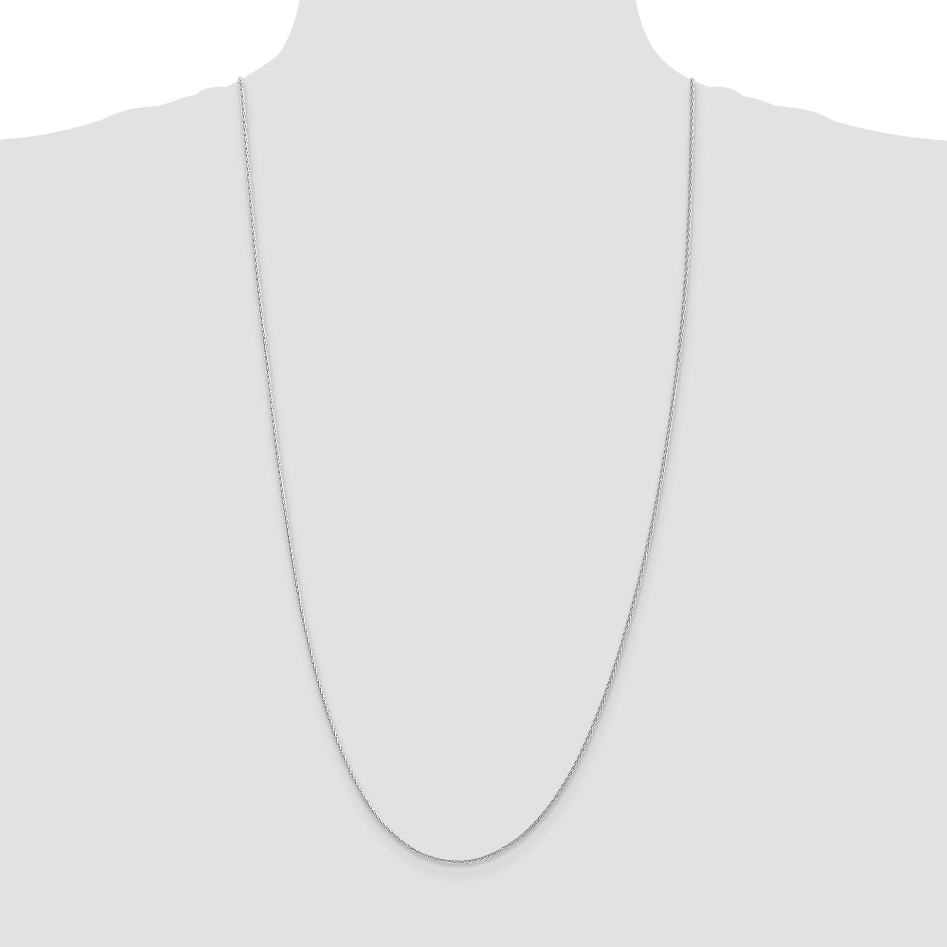 14K White Gold 30 inch 1.5mm Diamond-cut Parisian Wheat with Lobster Clasp Chain