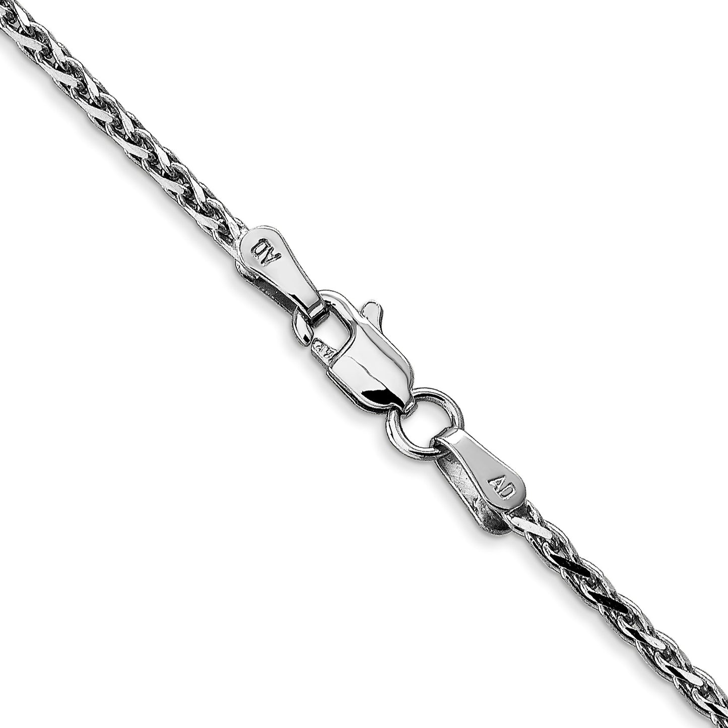 14K White Gold 20 inch 1.6mm Diamond-cut Parisian Wheat with Lobster Clasp Chain