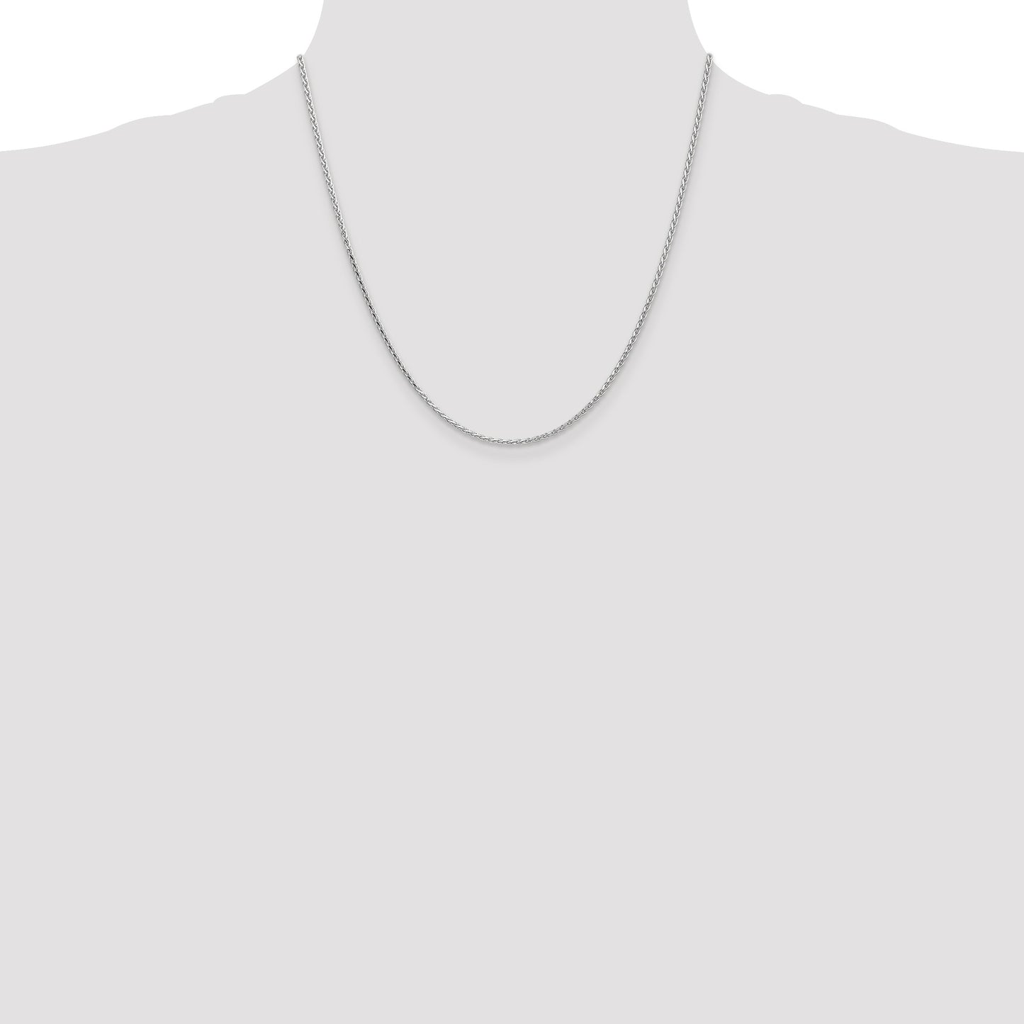 14K White Gold 20 inch 1.6mm Diamond-cut Parisian Wheat with Lobster Clasp Chain