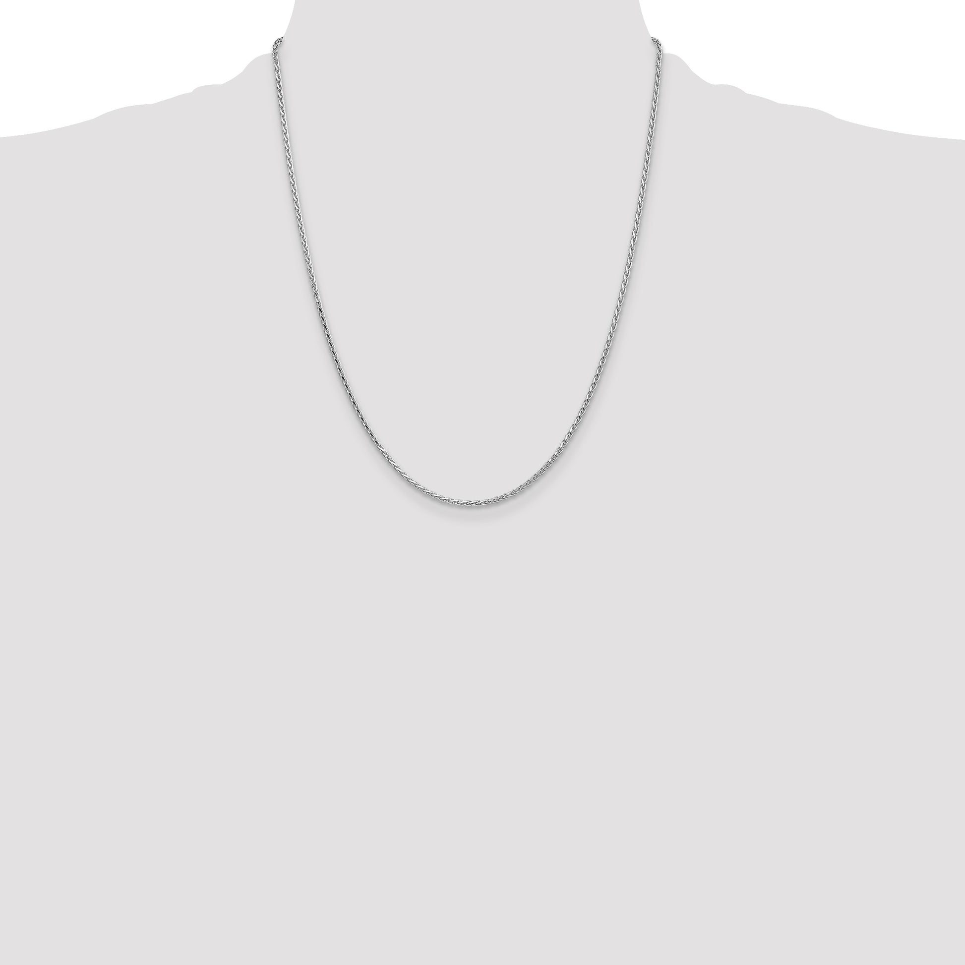 14K White Gold 22 inch 1.6mm Diamond-cut Parisian Wheat with Lobster Clasp Chain