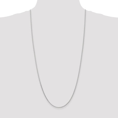 14K White Gold 30 inch 1.6mm Diamond-cut Parisian Wheat with Lobster Clasp Chain