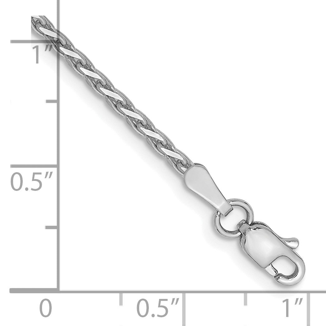 14K White Gold 10 inch 1.6mm Diamond-cut Parisian Wheat with Lobster Clasp Anklet