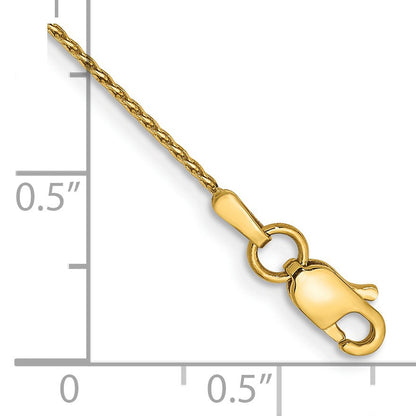 14K 9 inch .8mm Diamond-cut Parisian Wheat with Lobster Clasp Anklet