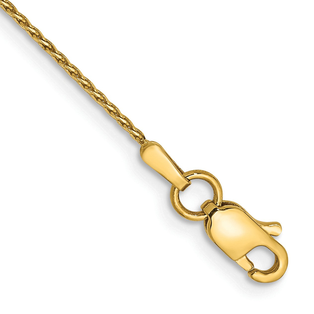 14K 9 inch .8mm Diamond-cut Parisian Wheat with Lobster Clasp Anklet
