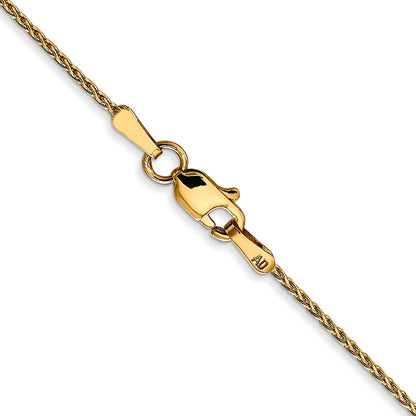 14K 16 inch 1mm Diamond-cut Parisian Wheat with Lobster Clasp Chain