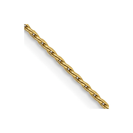 14K 16 inch 1mm Round Parisian Wheat with Lobster Clasp Chain