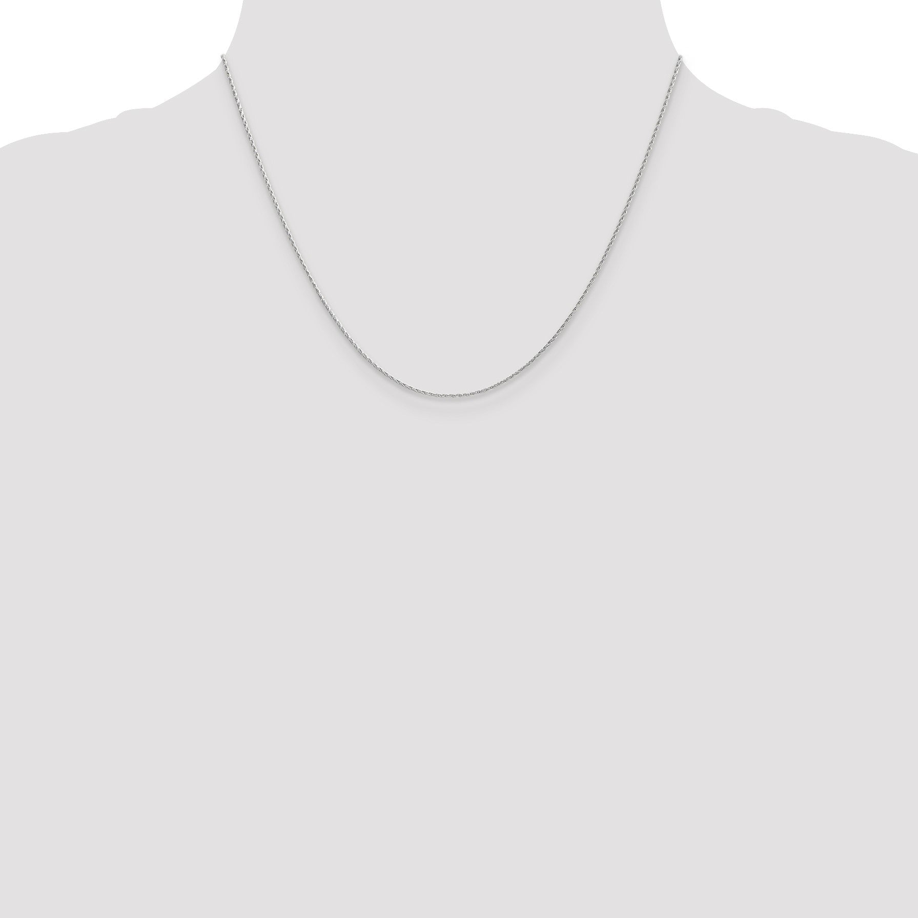 14K White Gold 18 inch 1mm Round Parisian Wheat with Lobster Clasp Chain