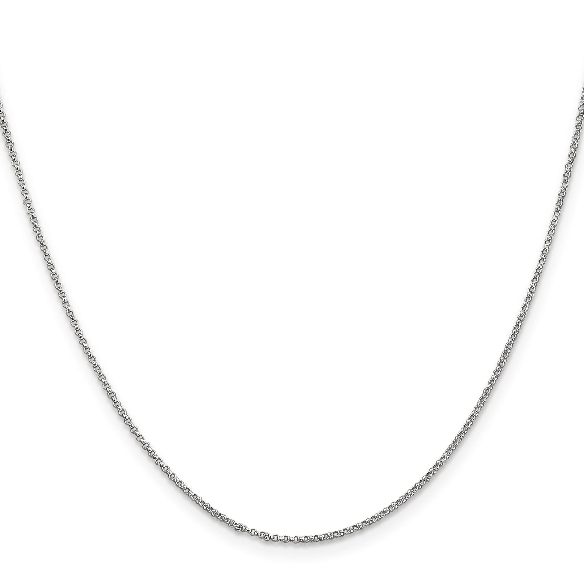 14K White Gold 18 inch 1.15mm Rolo with Lobster Clasp Pendant Chain