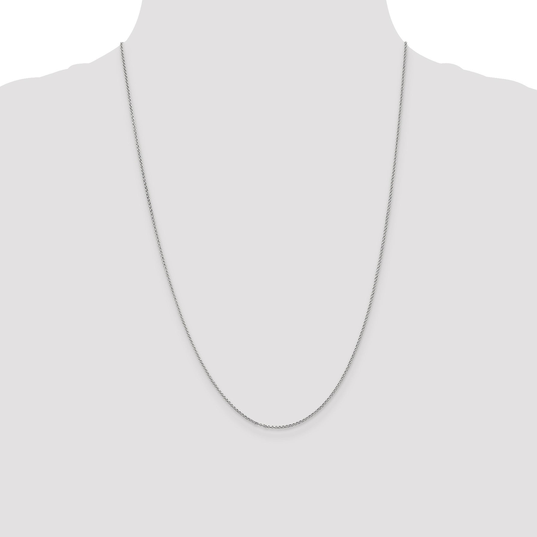 14K White Gold 24 inch 1.15mm Rolo with Lobster Clasp Pendant Chain