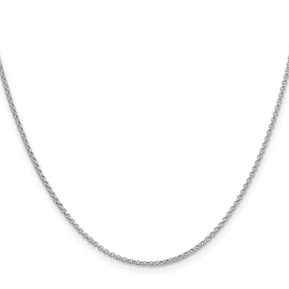 14K White Gold 24 inch 1.55mm Rolo with Lobster Clasp Pendant Chain