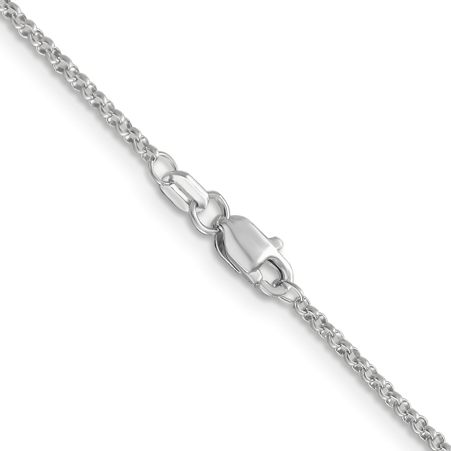 14K White Gold 18 inch 1.55mm Rolo with Lobster Clasp Pendant Chain