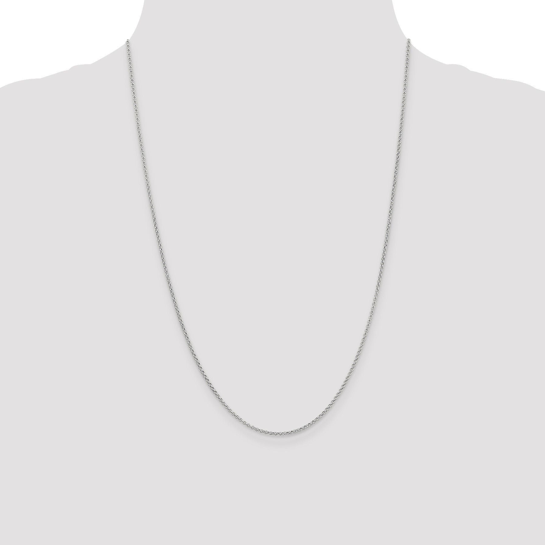 14K White Gold 24 inch 1.55mm Rolo with Lobster Clasp Pendant Chain