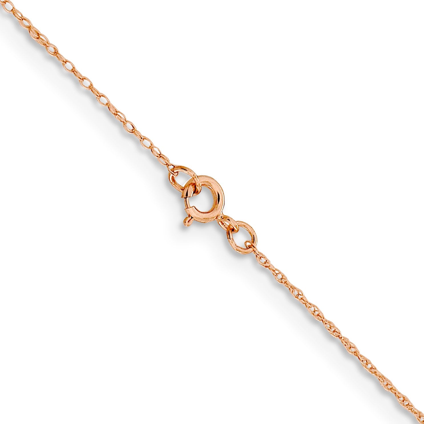 14K Rose Gold 22 inch .5mm Baby Rope with Spring Ring Clasp Chain