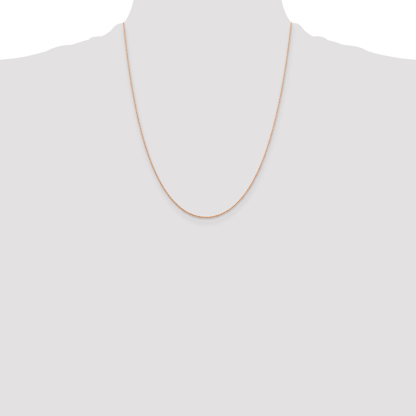14K Rose Gold 22 inch .5mm Baby Rope with Spring Ring Clasp Chain
