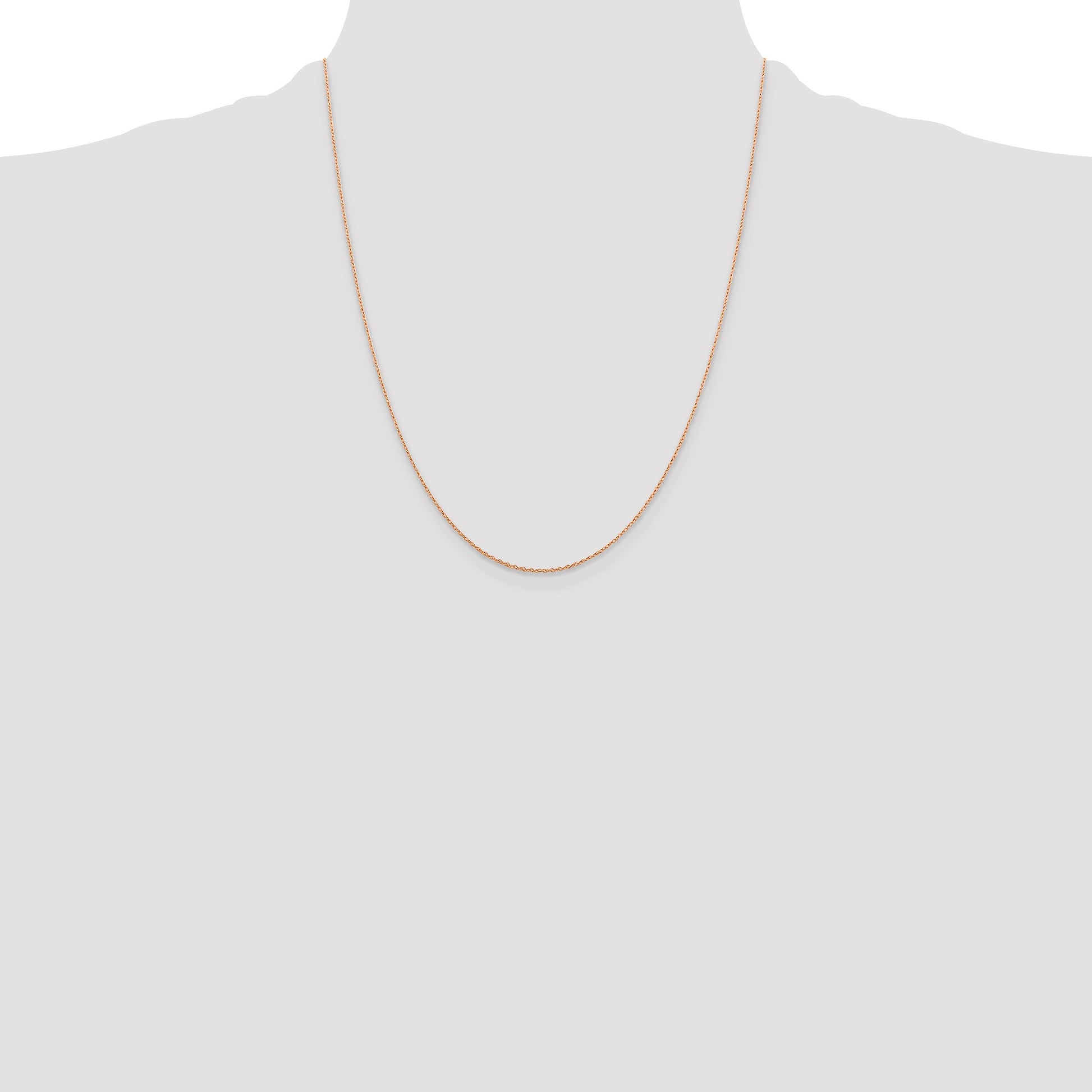14K Rose Gold 22 inch .5mm Baby Rope with Spring Ring Clasp Chain