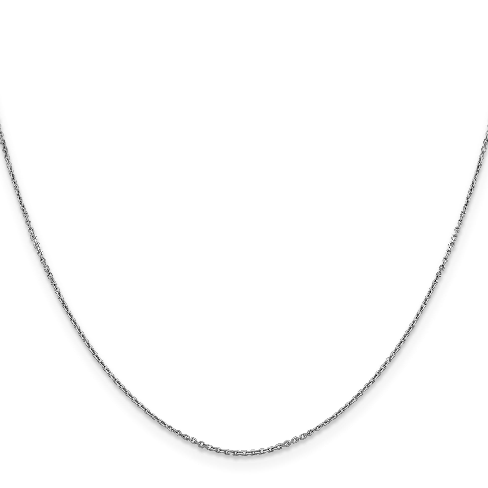 14K White Gold 20 inch .9mm Diamond-cut Round Open Link Cable with Lobster Clasp Chain